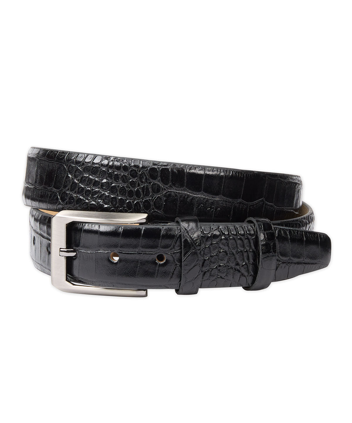 Mock Crocodile Calfskin Leather Belt