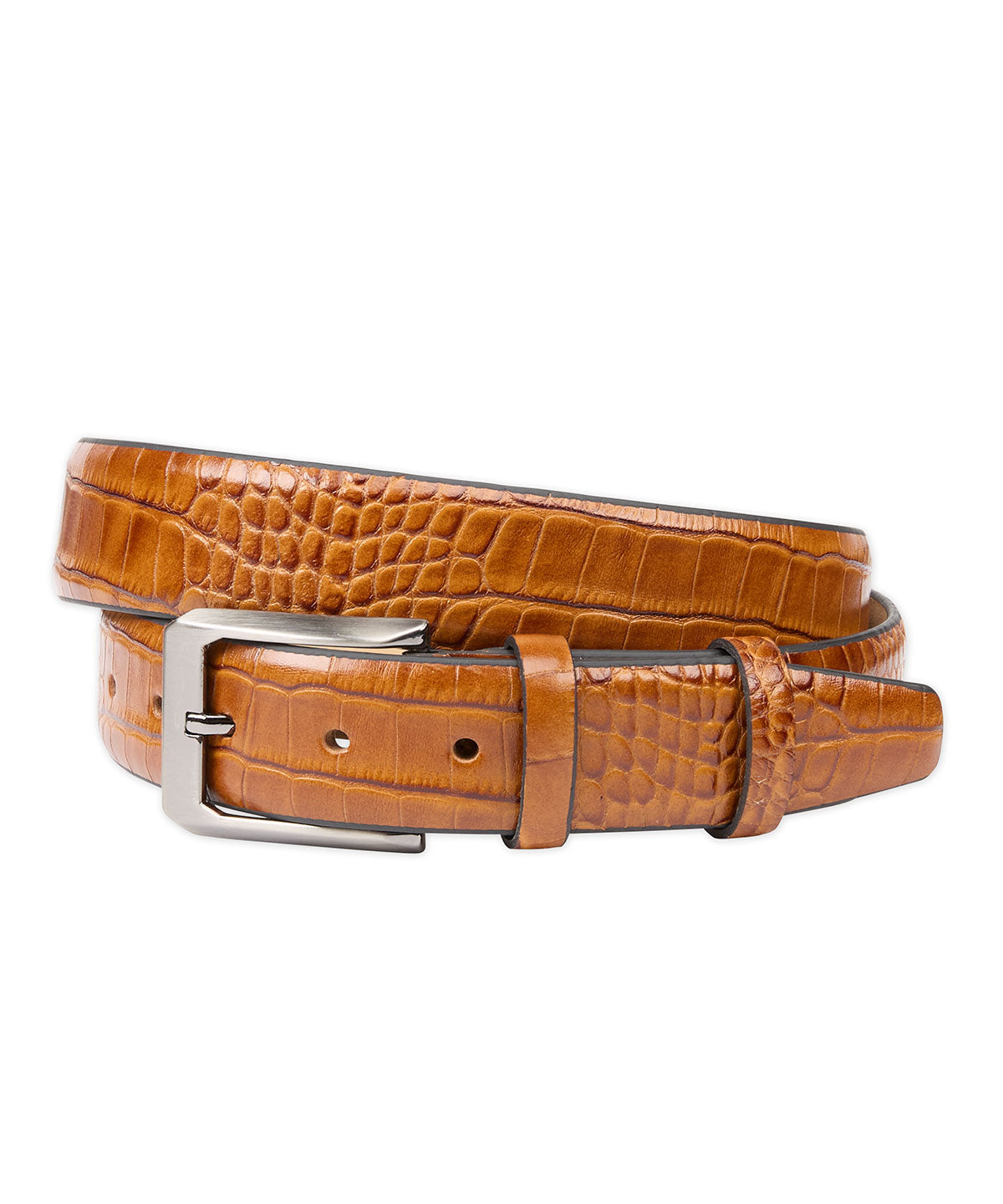 Mock Crocodile Calfskin Leather Belt