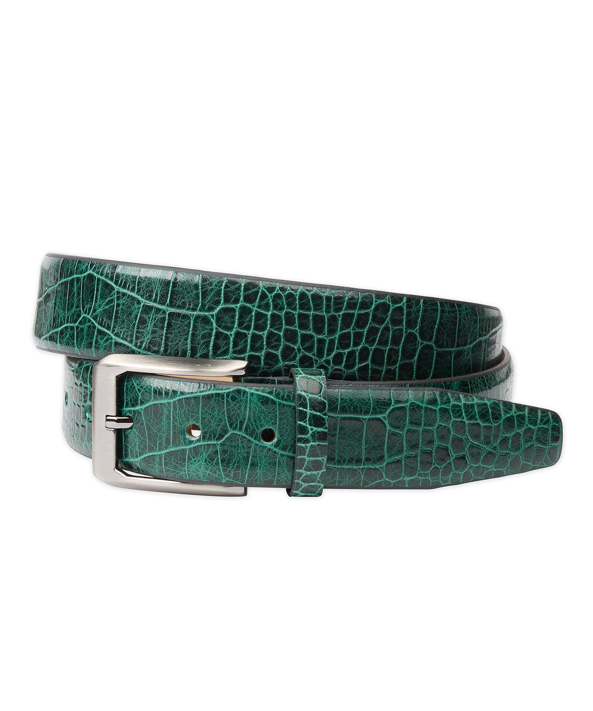 Mock Crocodile Calfskin Leather Belt
