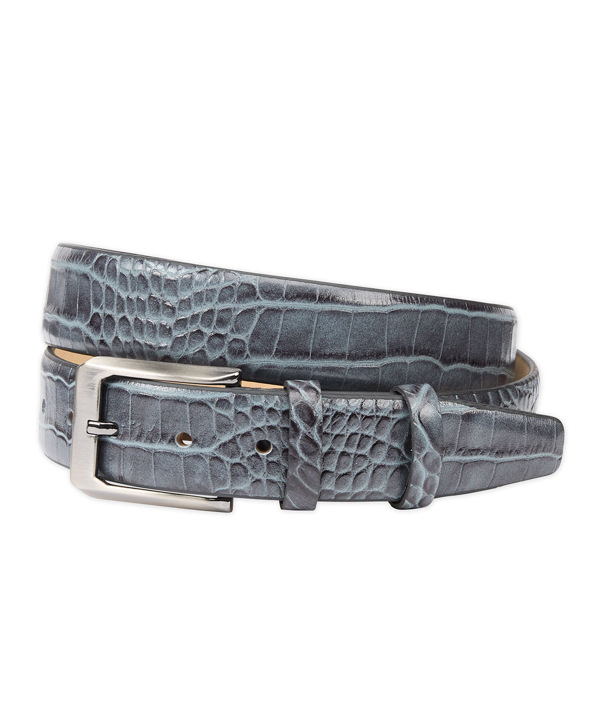 Mock Crocodile Calfskin Leather Belt