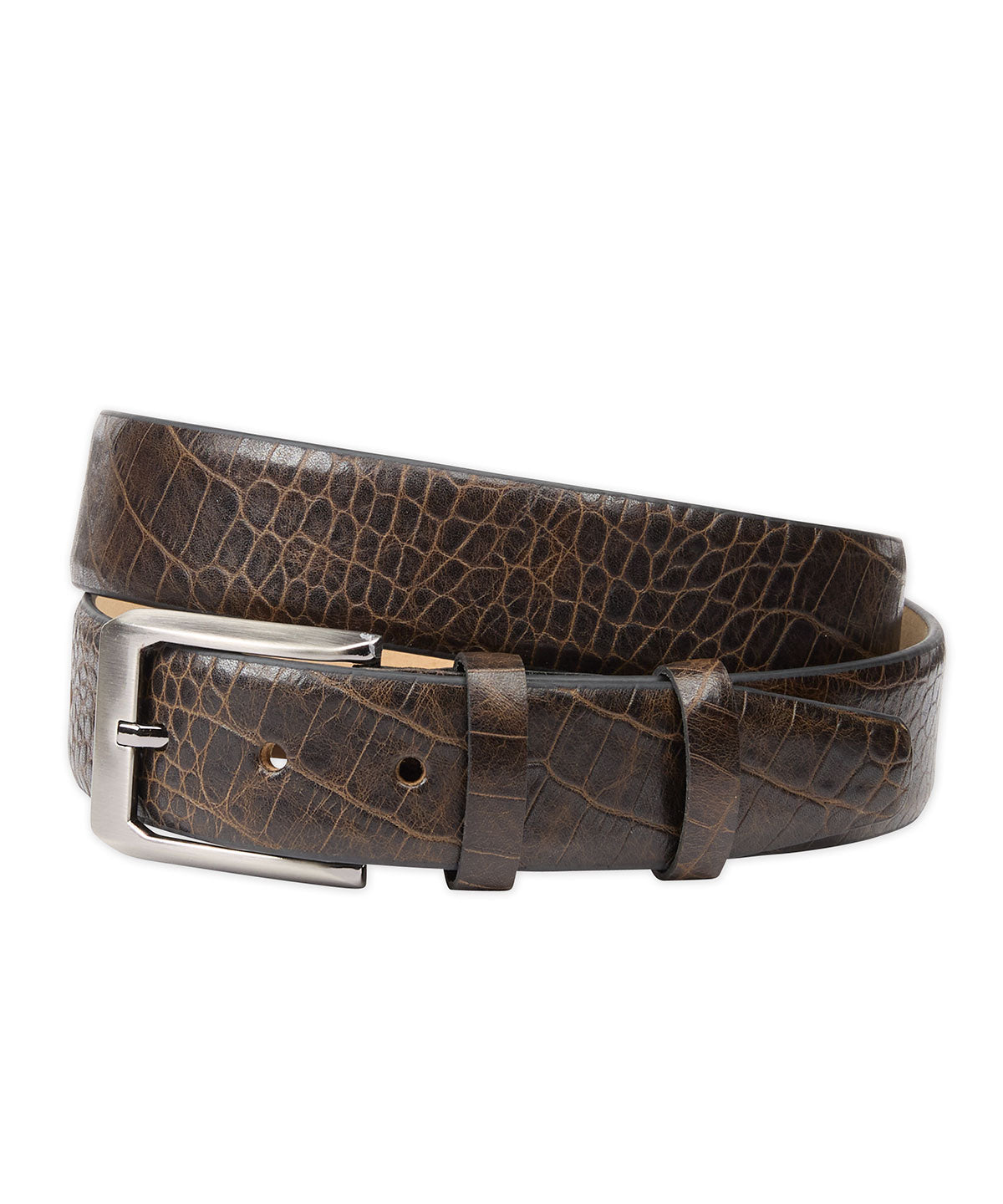 Mock Crocodile Calfskin Leather Belt