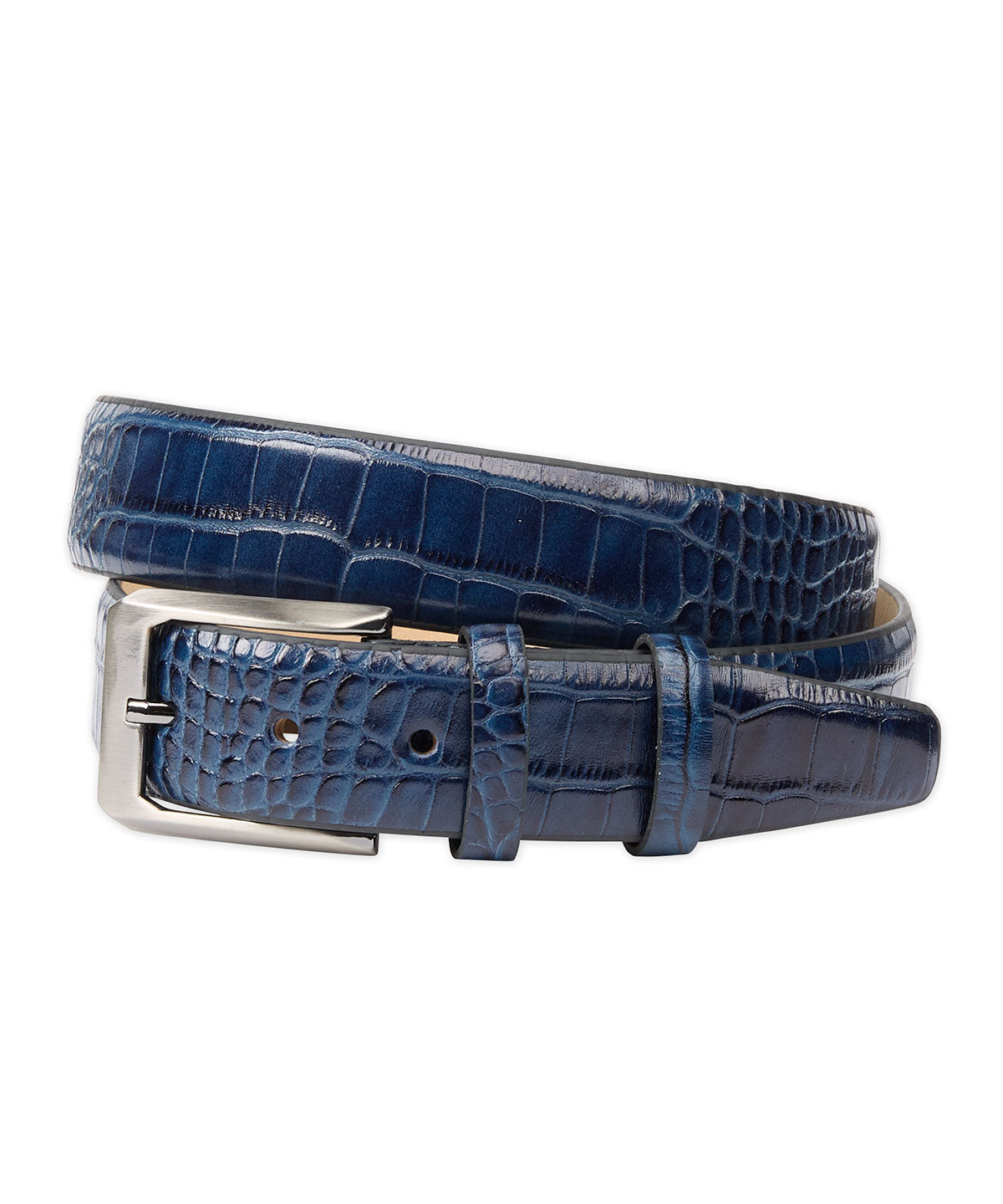 Mock Crocodile Calfskin Leather Belt
