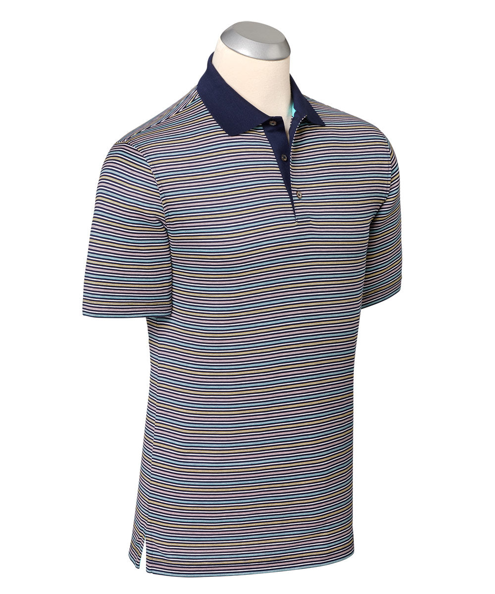 Bliss Luxe 100% Mercerized Cotton Stripe Polo Shirt