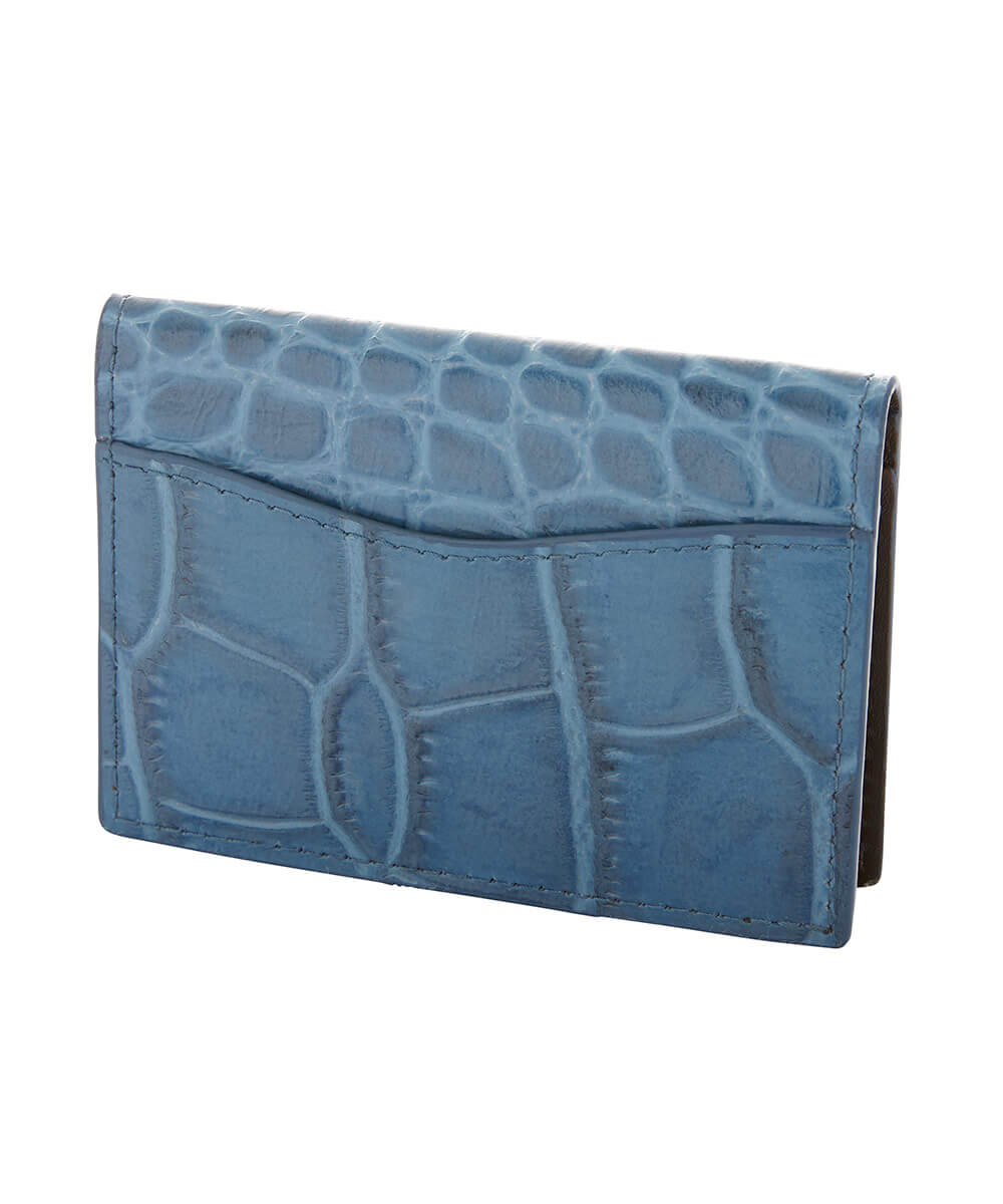 Croc-Embossed Italian Leather ID Card Case