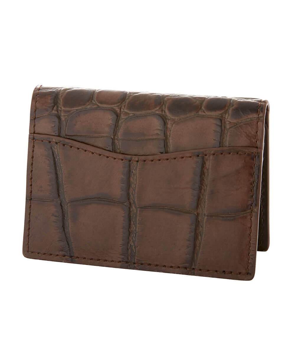 Croc-Embossed Italian Leather ID Card Case