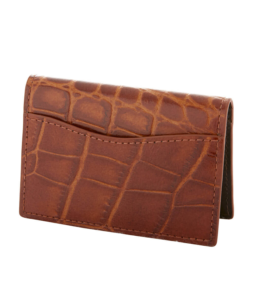 Croc-Embossed Italian Leather ID Card Case