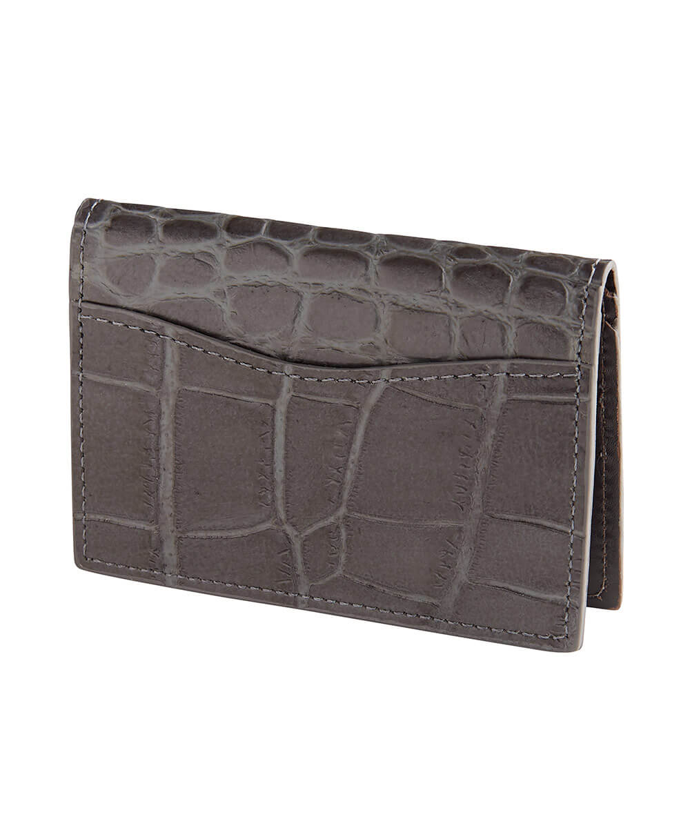 Croc-Embossed Italian Leather ID Card Case