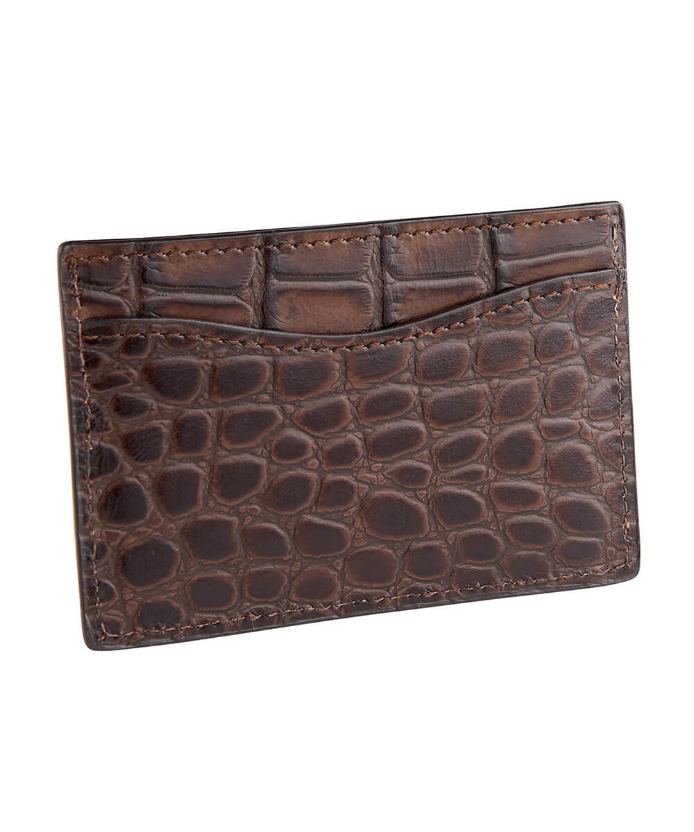 Croc-Embossed Italian Leather Card Case