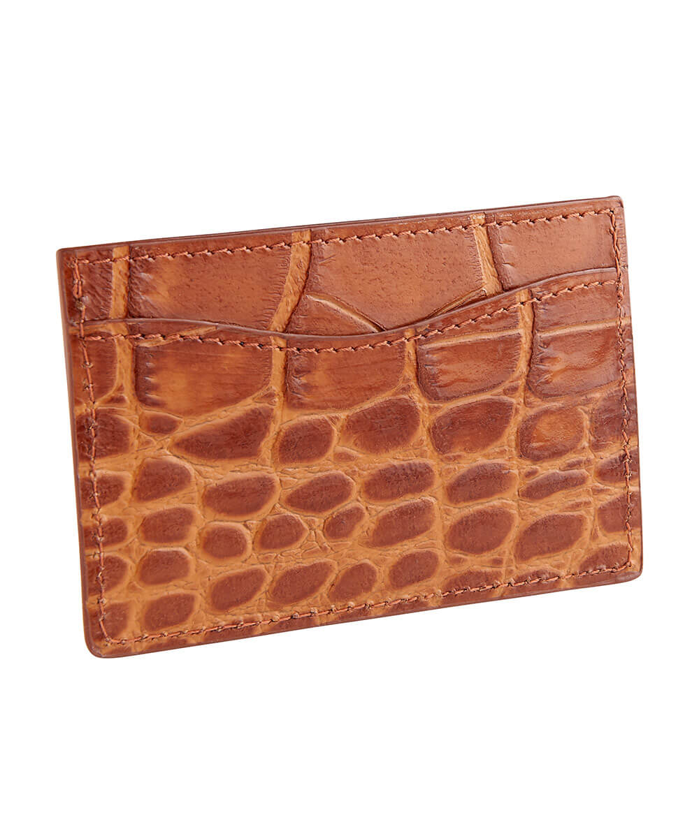 Croc-Embossed Italian Leather Card Case