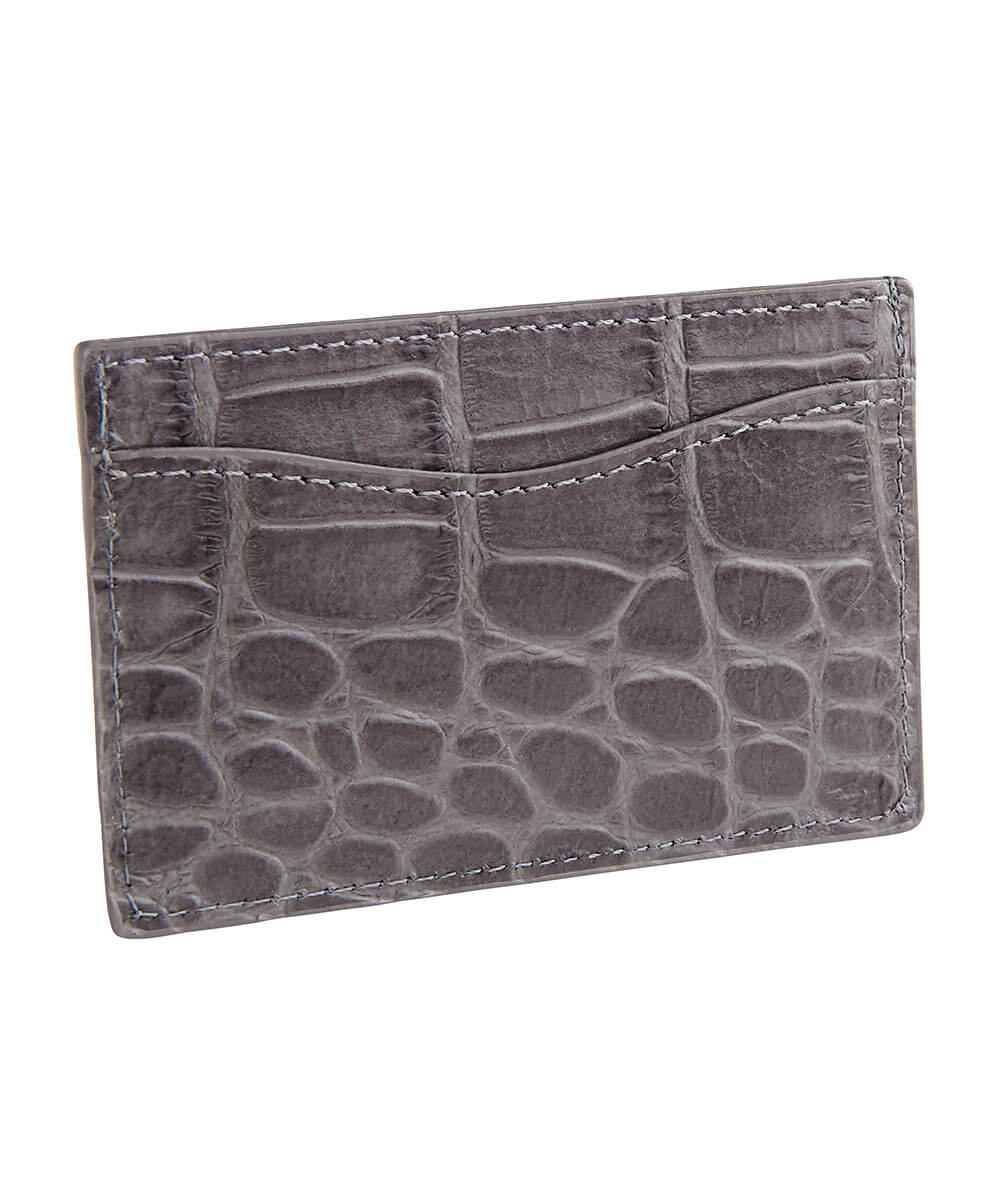 Croc-Embossed Italian Leather Card Case